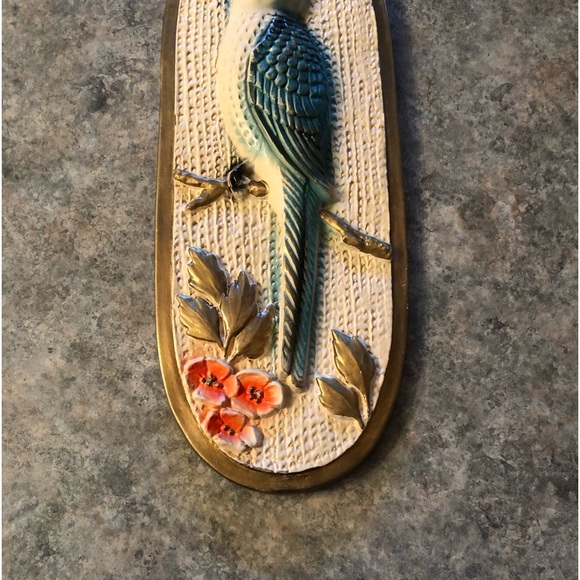 Whimsical Vintage CHALKWARE Bird Wall Hanging 14x5” Excellent Condition - Picture 5 of 8